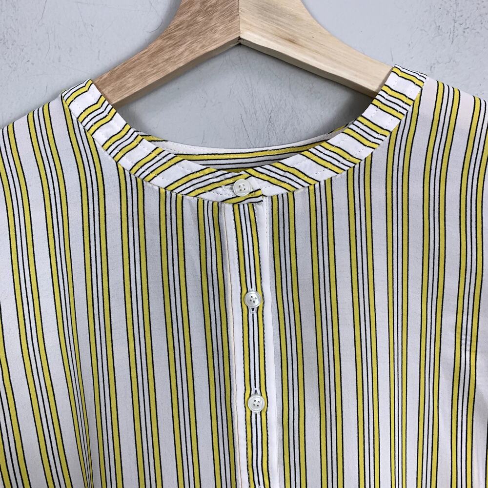 Talbots Yellow Simple Stripe Soft Shirt Popover Tunic Top Blouse S - Picture 6 of 9